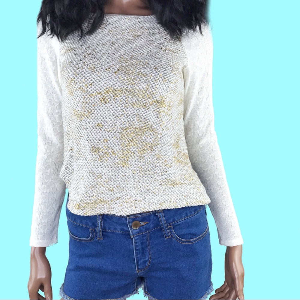 AKEMI + KIN Gold Metallic Sweater